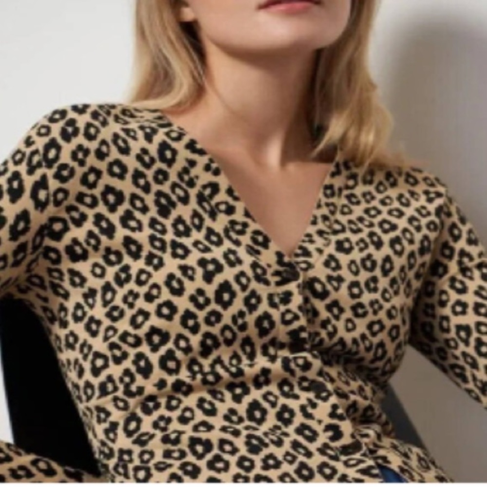 ✨ THEORY ✨ Cheetah Print Cardigan 🐆 Sz M 🐆